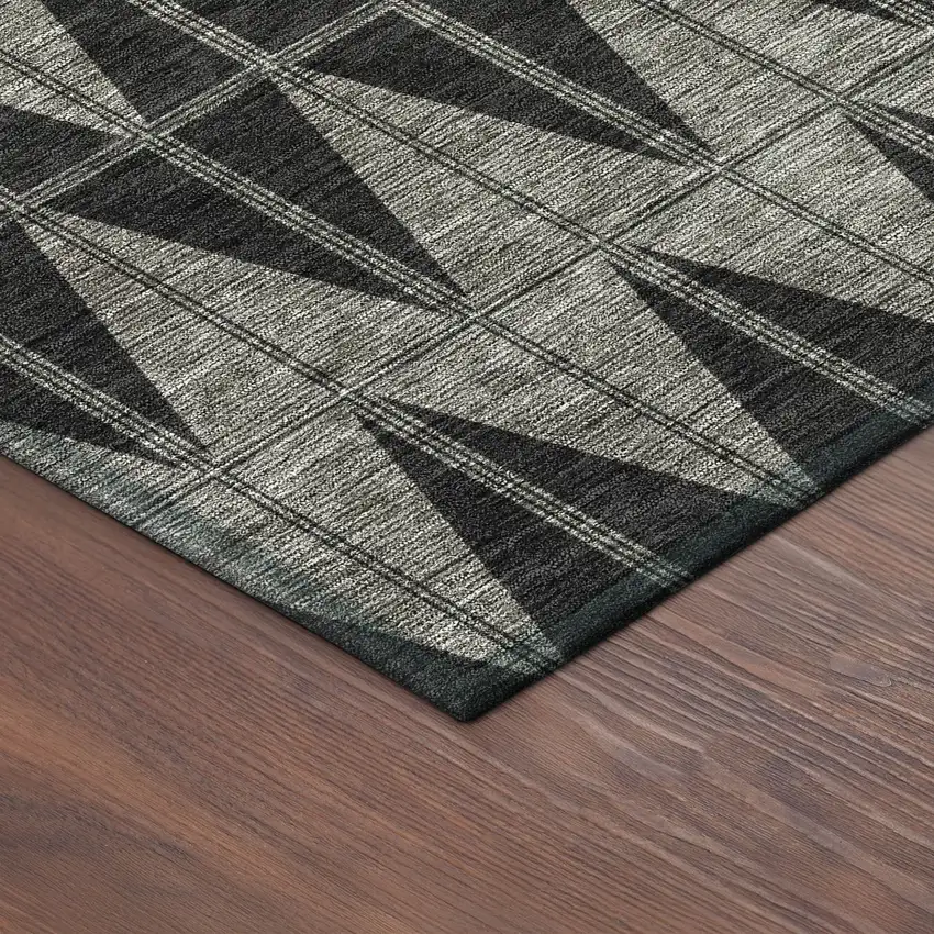 Black Brown And Gray Geometric Washable Indoor Outdoor Area Rug Photo 5