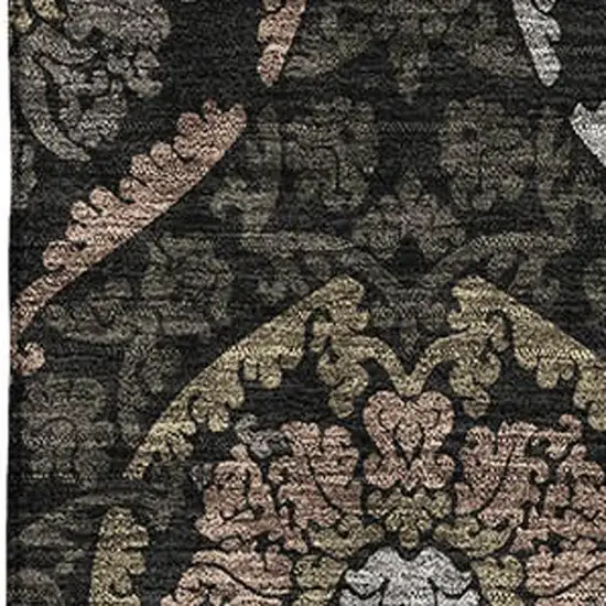 Black Brown And Gray Medallion Washable Area Rug With UV Protection Photo 3