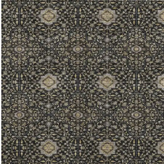Black Brown And Gray Oriental Washable Indoor Outdoor Area Rug Photo 2
