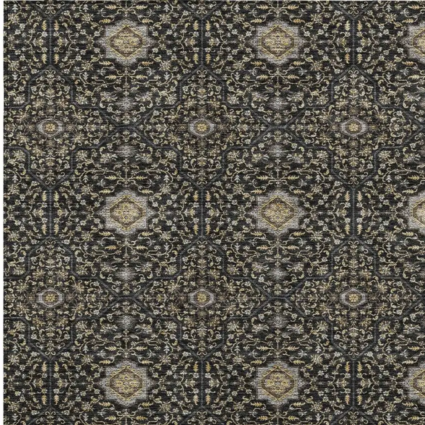 Black Brown And Gray Oriental Washable Indoor Outdoor Area Rug Photo 2