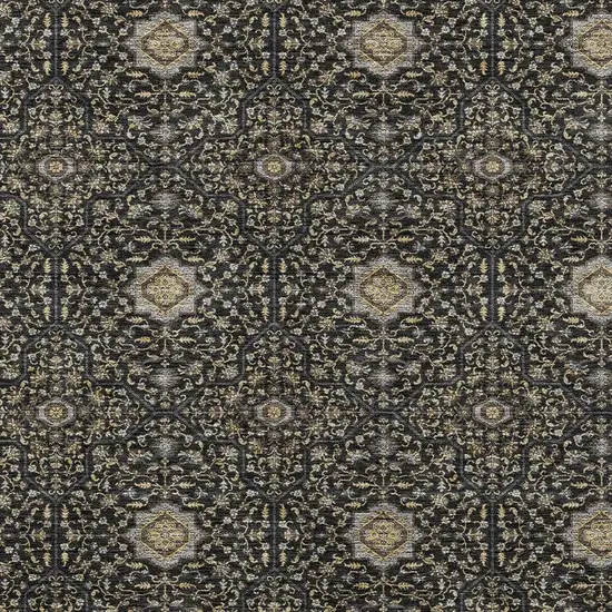 Black Brown And Gray Oriental Washable Indoor Outdoor Area Rug Photo 2