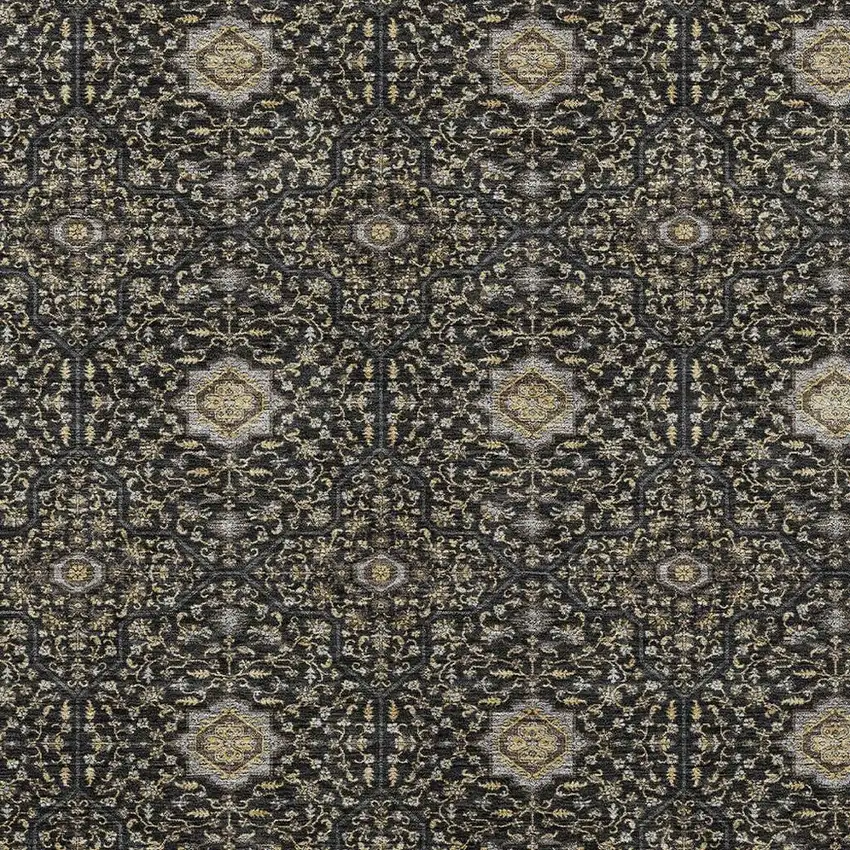 Black Brown And Gray Oriental Washable Indoor Outdoor Area Rug Photo 2