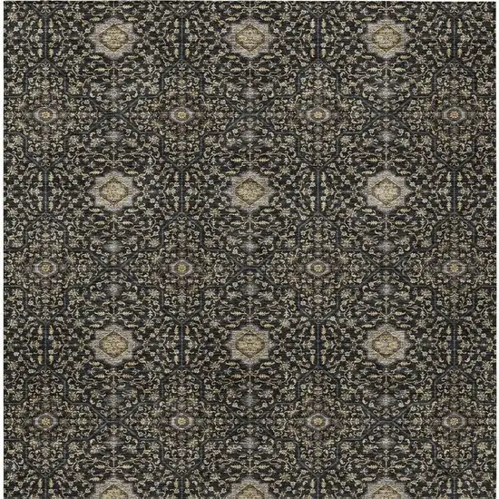Black Brown And Gray Oriental Washable Indoor Outdoor Area Rug Photo 3