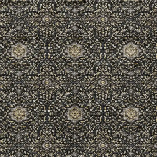 Black Brown And Gray Oriental Washable Indoor Outdoor Area Rug Photo 2