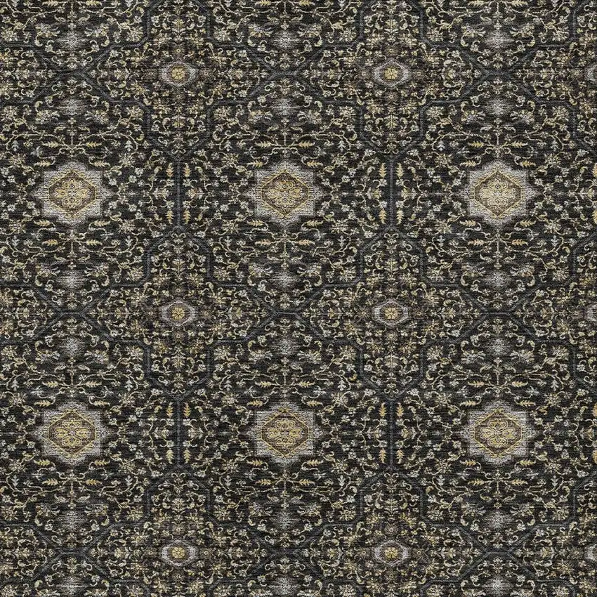 Black Brown And Gray Oriental Washable Indoor Outdoor Area Rug Photo 2