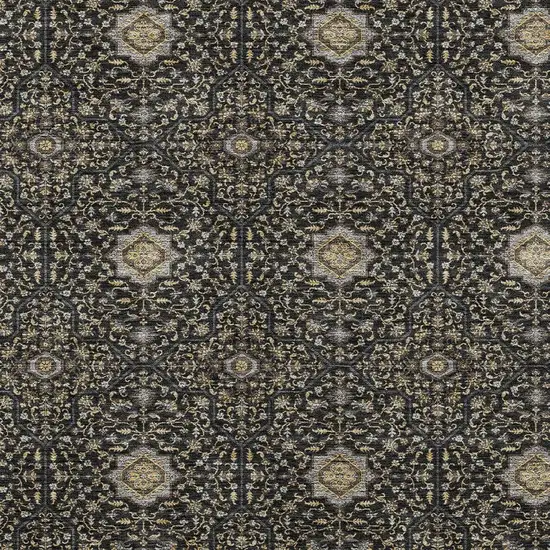 Black Brown And Gray Oriental Washable Indoor Outdoor Area Rug Photo 2