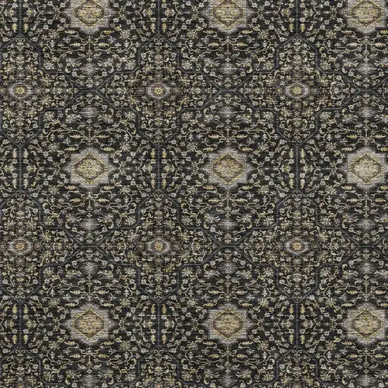 Black Brown And Gray Oriental Washable Indoor Outdoor Area Rug Photo 2