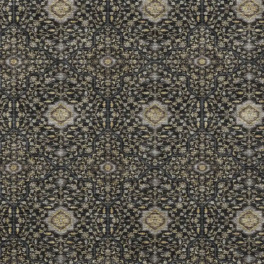 Black Brown And Gray Oriental Washable Indoor Outdoor Area Rug Photo 2