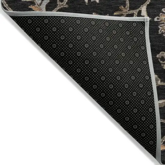 Black Brown And Ivory Floral Washable Indoor Outdoor Area Rug Photo 4