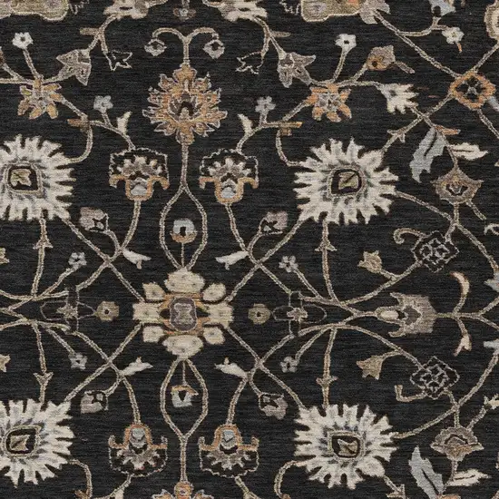 Black Brown And Ivory Floral Washable Indoor Outdoor Area Rug Photo 5