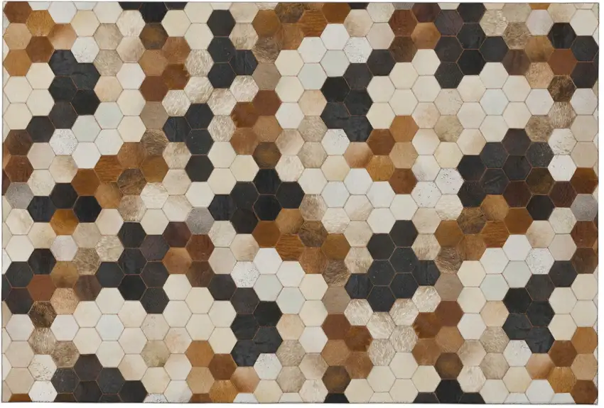 Black Brown And Ivory Geometric Washable Area Rug With UV Protection Photo 2