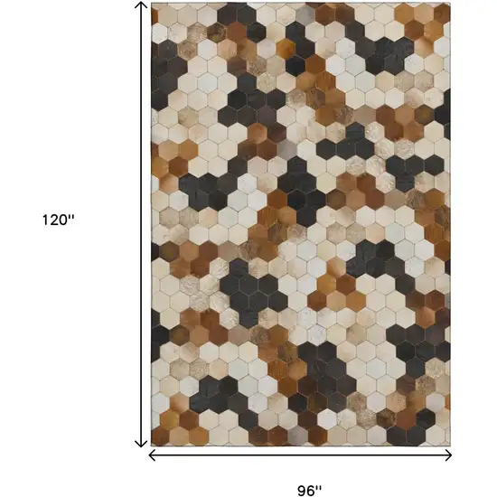 Black Brown And Ivory Geometric Washable Area Rug With UV Protection Photo 3