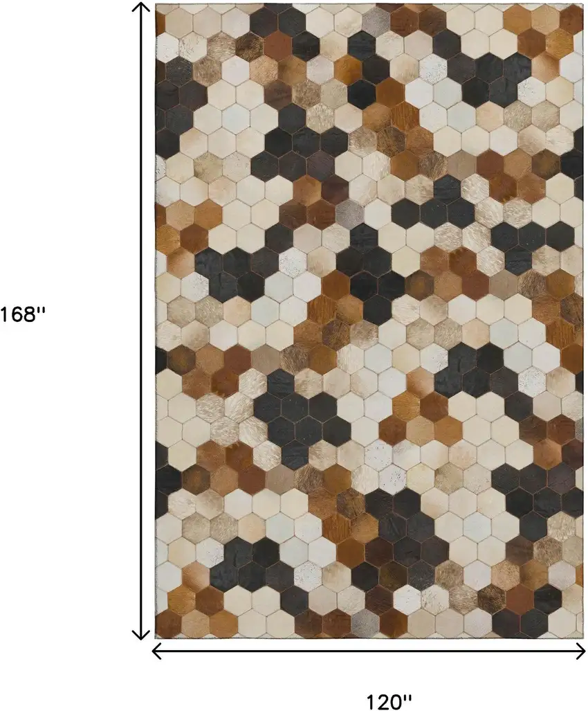 Black Brown And Ivory Geometric Washable Area Rug With UV Protection Photo 3