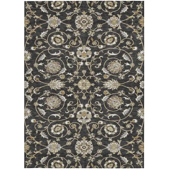 Black Brown And Ivory Moroccan Washable Indoor Outdoor Area Rug Photo 7