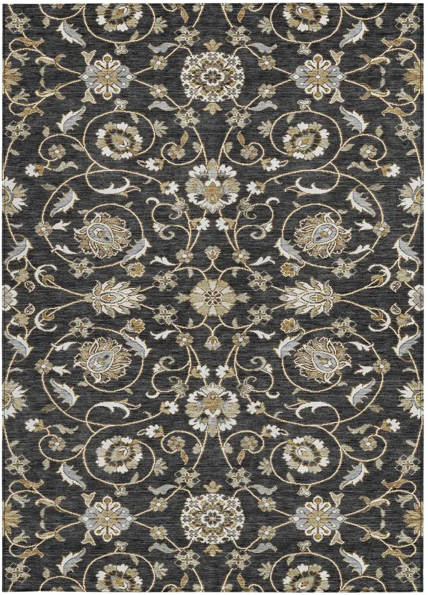 Black Brown And Ivory Moroccan Washable Indoor Outdoor Area Rug Photo 7