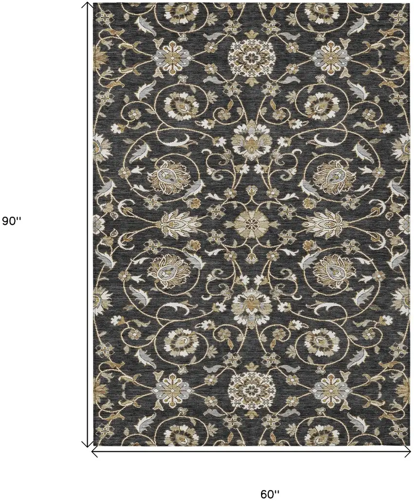 Black Brown And Ivory Moroccan Washable Indoor Outdoor Area Rug Photo 8