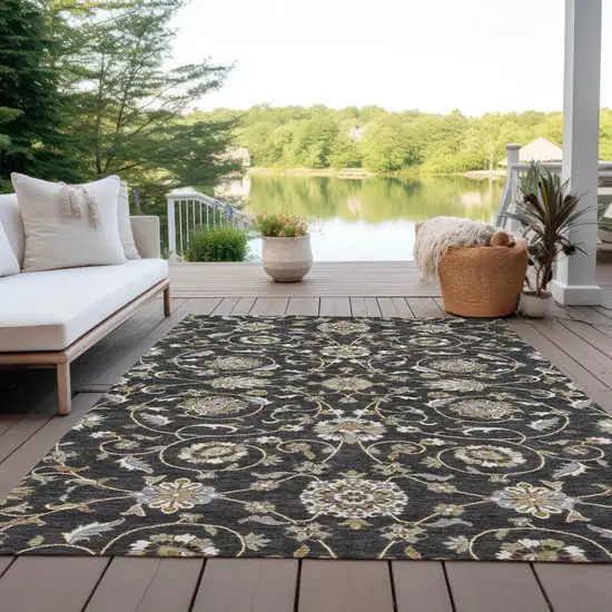Black Brown And Ivory Moroccan Washable Indoor Outdoor Area Rug Photo 8