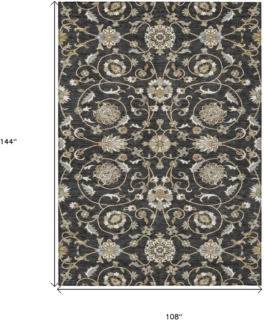 Black Brown And Ivory Moroccan Washable Indoor Outdoor Area Rug Photo 8