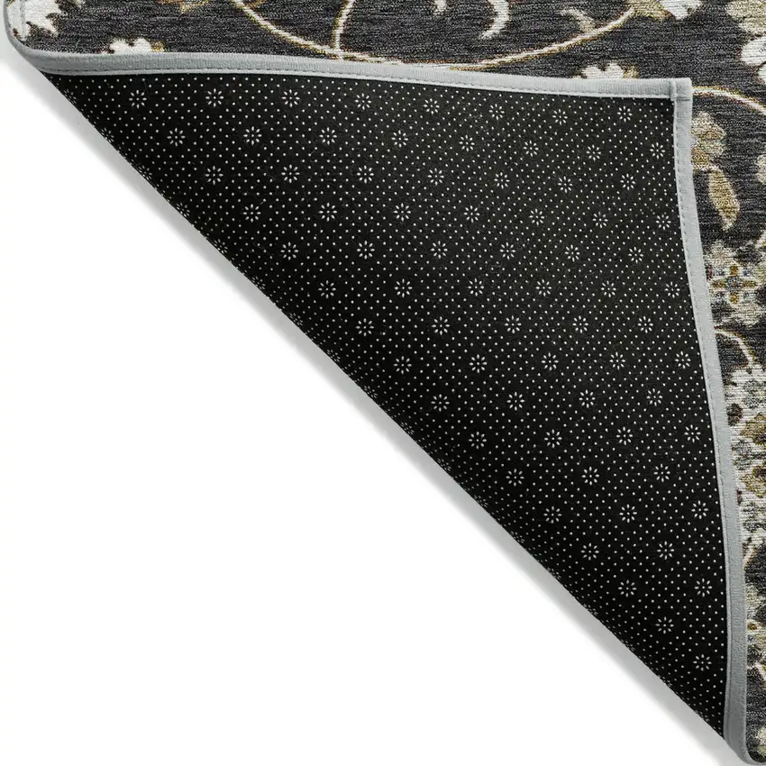 Black Brown And Ivory Moroccan Washable Indoor Outdoor Area Rug Photo 3