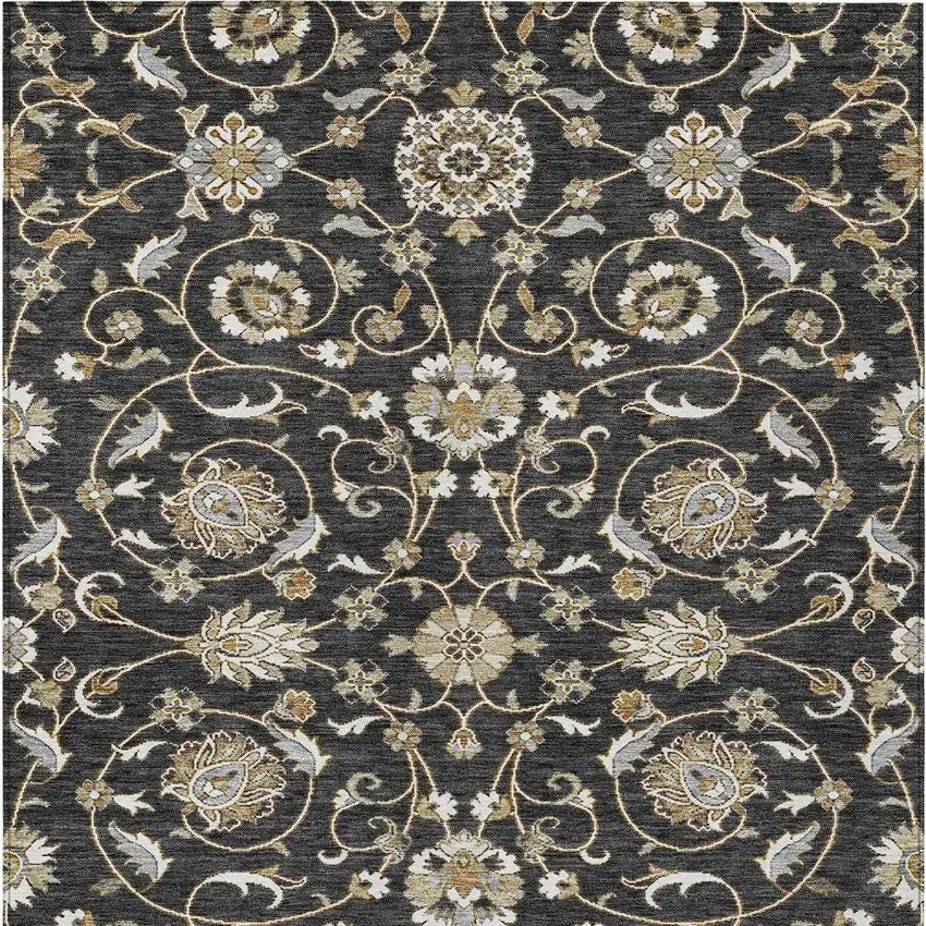 Black Brown And Ivory Moroccan Washable Indoor Outdoor Area Rug Photo 7
