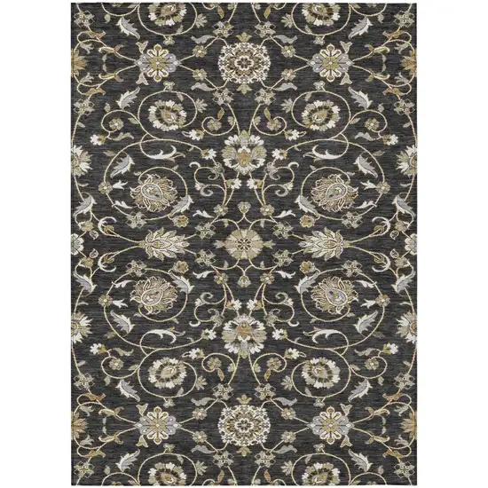 Black Brown And Ivory Moroccan Washable Indoor Outdoor Area Rug Photo 2
