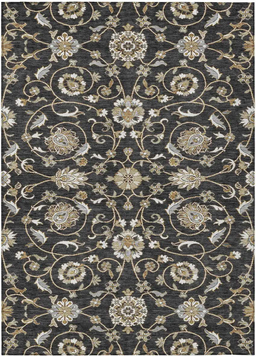 Black Brown And Ivory Moroccan Washable Indoor Outdoor Area Rug Photo 2