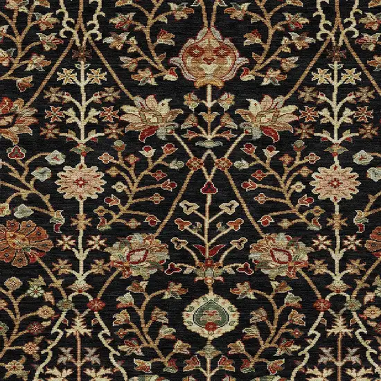 Black Brown And Red Floral Washable Indoor Outdoor Area Rug Photo 7