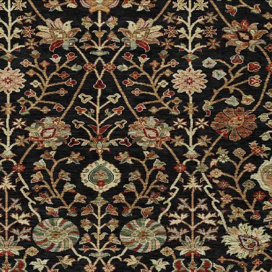 Black Brown And Red Floral Washable Indoor Outdoor Area Rug Photo 6