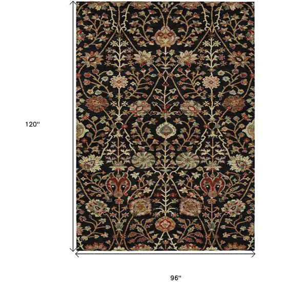 Black Brown And Red Floral Washable Indoor Outdoor Area Rug Photo 9