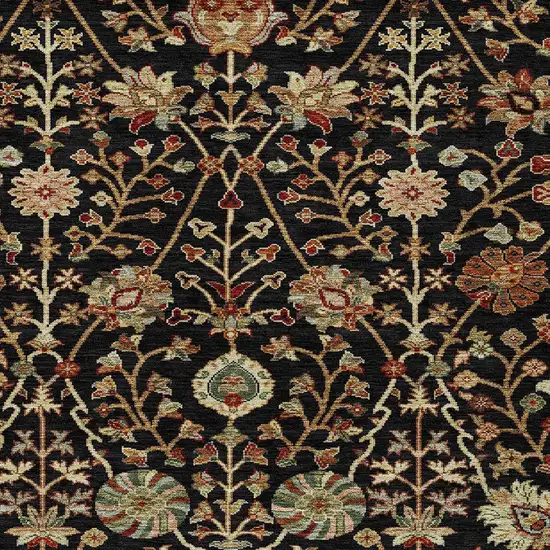 Black Brown And Red Floral Washable Indoor Outdoor Area Rug Photo 6