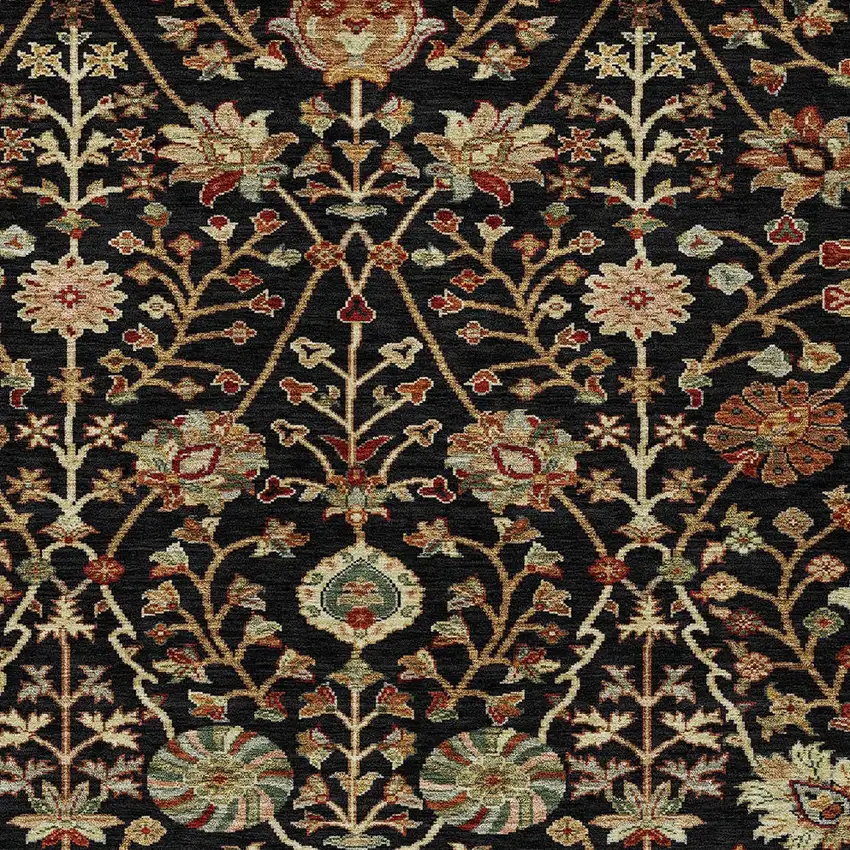 Black Brown And Red Floral Washable Indoor Outdoor Area Rug Photo 6