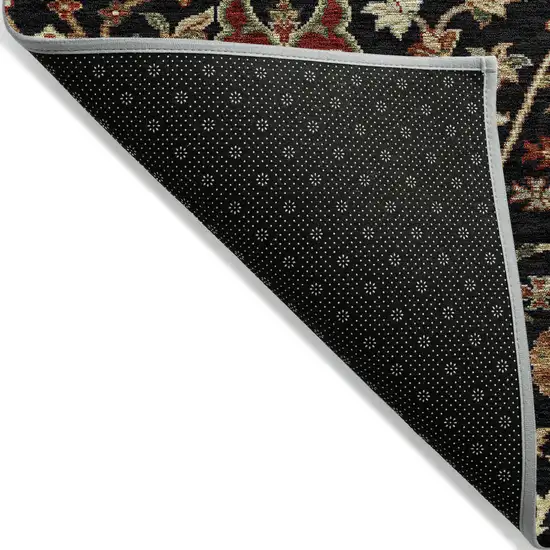Black Brown And Red Floral Washable Indoor Outdoor Area Rug Photo 3