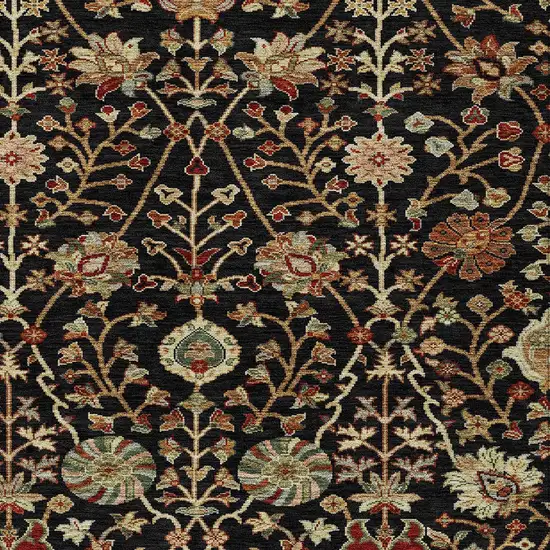 Black Brown And Red Floral Washable Indoor Outdoor Area Rug Photo 6