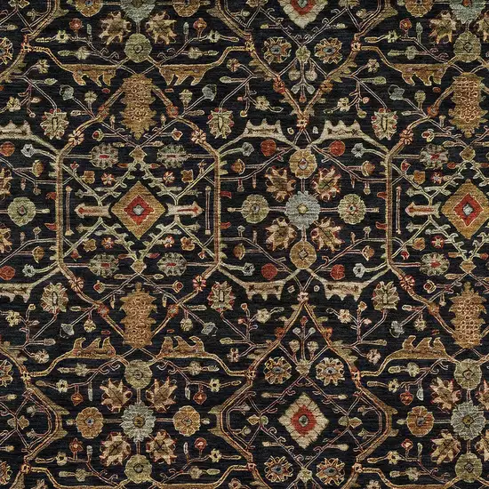 Black Brown And Red Floral Washable Indoor Outdoor Area Rug Photo 6