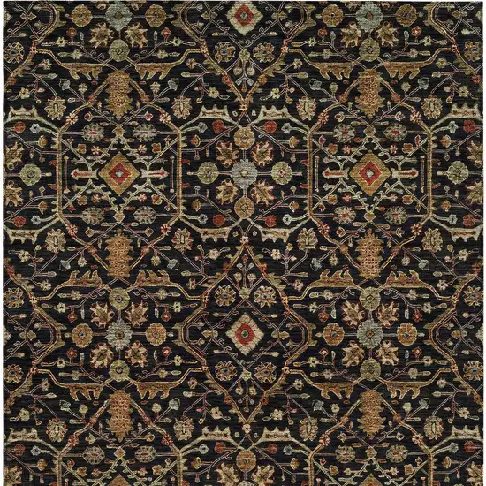 Black Brown And Red Floral Washable Indoor Outdoor Area Rug Photo 7