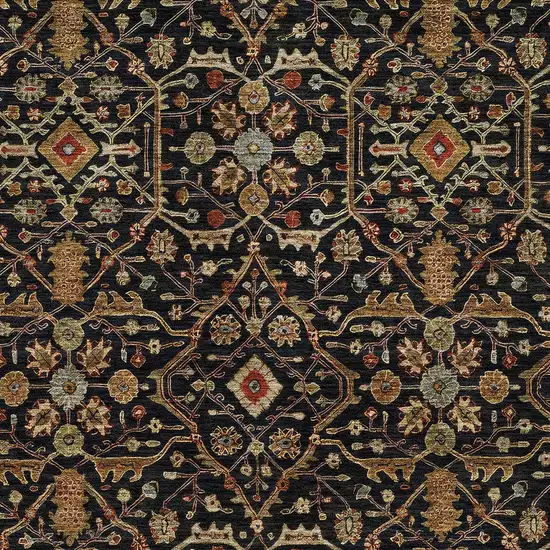 Black Brown And Red Floral Washable Indoor Outdoor Area Rug Photo 6