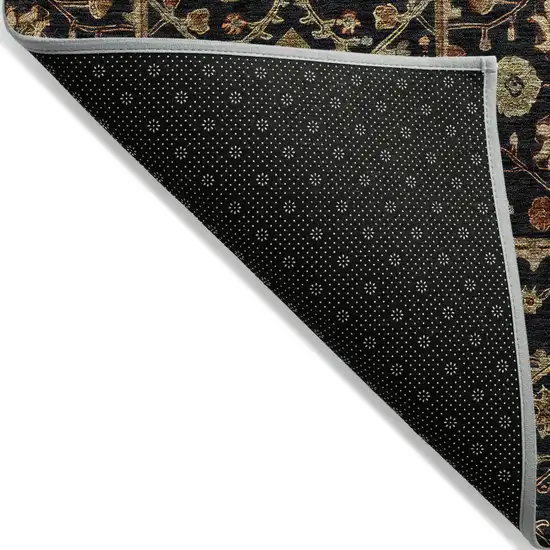 Black Brown And Red Floral Washable Indoor Outdoor Area Rug Photo 3