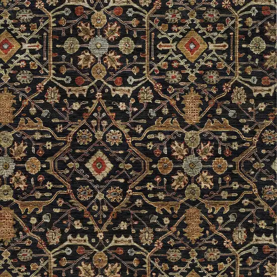 Black Brown And Red Floral Washable Indoor Outdoor Area Rug Photo 6