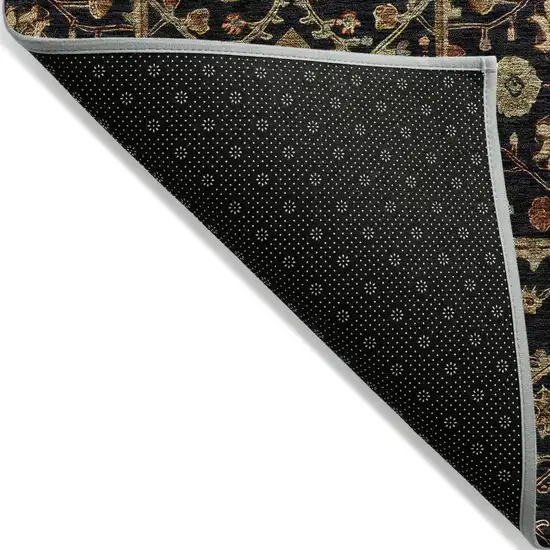 Black Brown And Red Floral Washable Indoor Outdoor Area Rug Photo 3