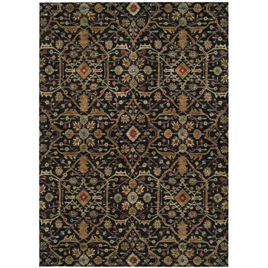 Black Brown And Red Floral Washable Indoor Outdoor Area Rug Photo 6
