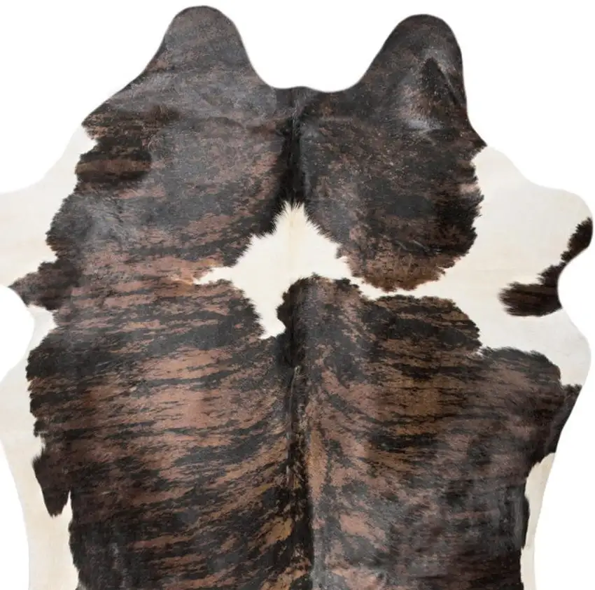 Black Brown And White Cowhide Hand Knotted Area Rug Photo 4