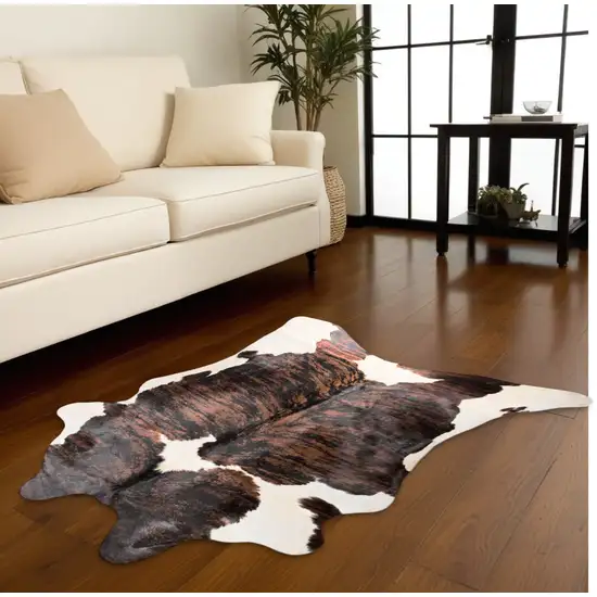 Black Brown And White Cowhide Hand Knotted Area Rug Photo 1