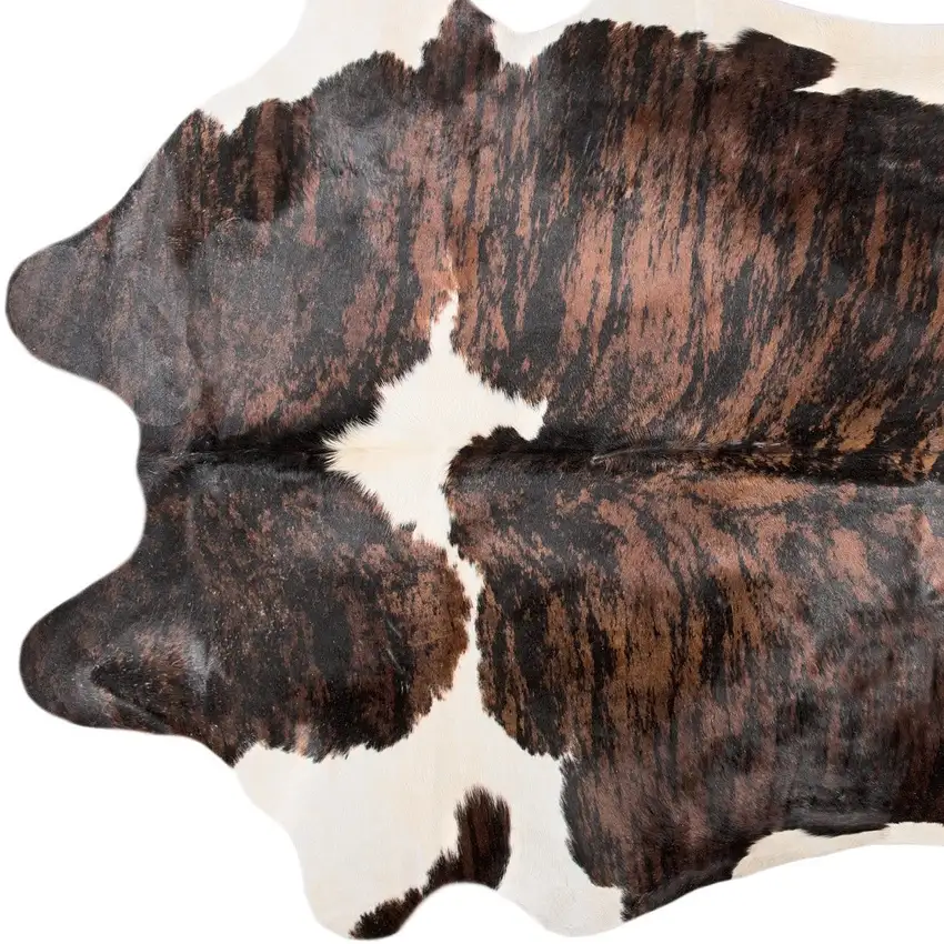 Black Brown And White Cowhide Hand Knotted Area Rug Photo 6