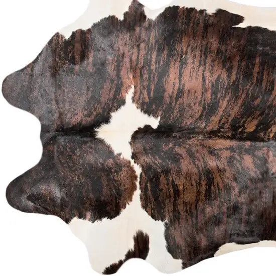 Black Brown And White Cowhide Hand Knotted Area Rug Photo 6