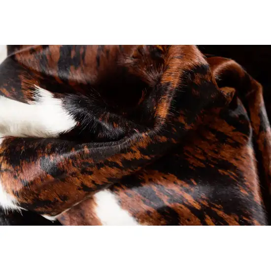 Black Brown And White Cowhide Hand Knotted Area Rug Photo 7