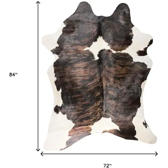 Black Brown And White Cowhide Hand Knotted Area Rug Photo 9
