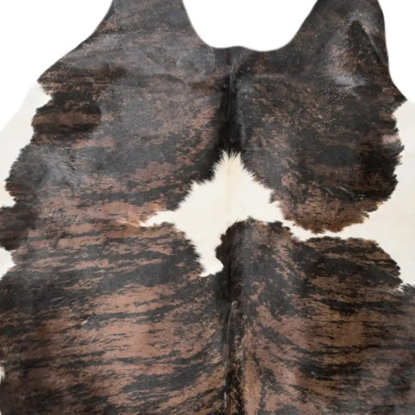 Black Brown And White Cowhide Hand Knotted Area Rug Photo 2