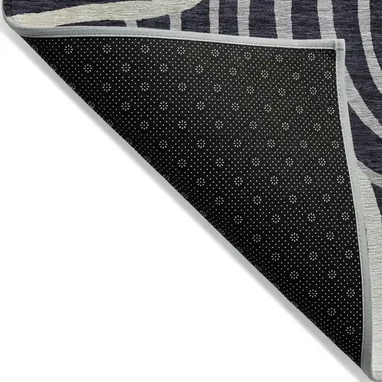 Black Charcoal And Gray Abstract Washable Indoor Outdoor Area Rug Photo 3