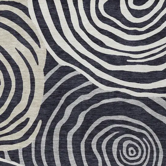 Black Charcoal And Gray Abstract Washable Indoor Outdoor Area Rug Photo 6