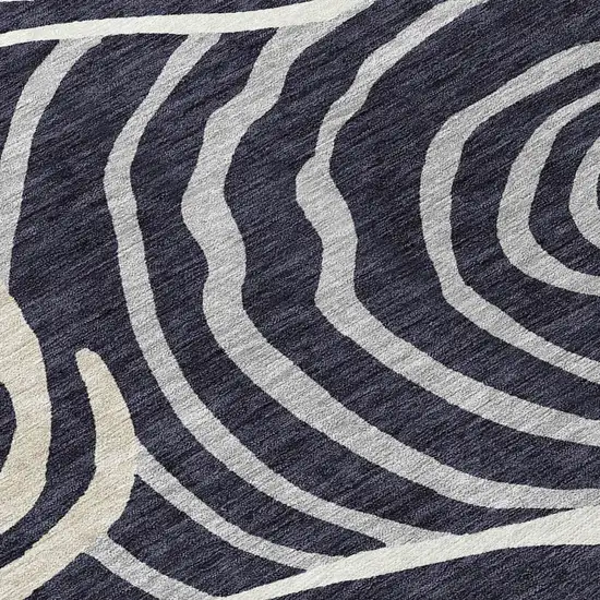 Black Charcoal And Gray Abstract Washable Indoor Outdoor Area Rug Photo 4